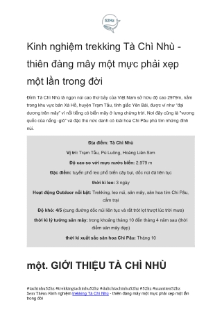Cam Nang Leo Nui Trekking Nui Ta Chi Nhu Cung Xuantien52hz