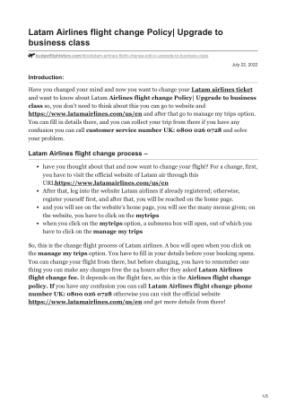 Latam Airlines flight change Policy Upgrade to business class