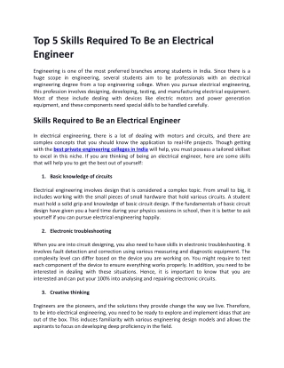 PPT - Top 5 Skills Required To Be an Electrical Engineer PowerPoint ...