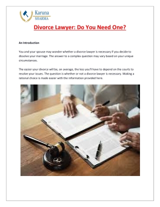 Divorce Lawyer_ Do You Need One Karuna Sharma