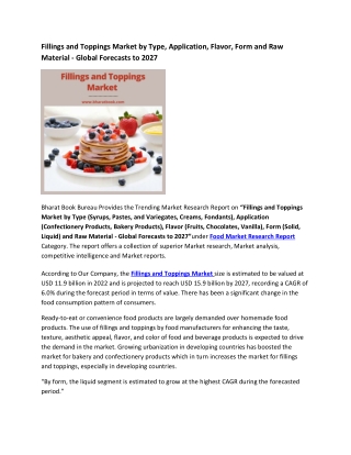 Global Fillings and Toppings Market Research Report 2022-2027