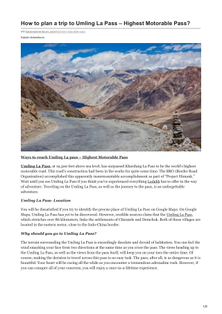 How to plan a trip to Umling La Pass  Highest Motorable Pass