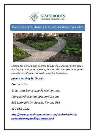 Paver Cleaning St. Charles | Grassroots Landscape Specialties