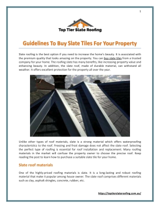Guidelines To Buy Slate Tiles For Your Property