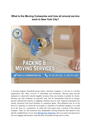 What is the Moving Companies and how all around service work in New York City.pdf