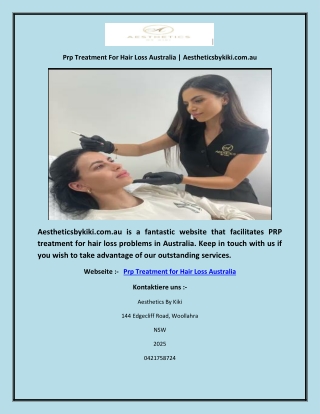 Prp Treatment For Hair Loss Australia | Aestheticsbykiki.com.au