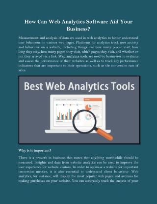 How Can Web Analytics Software Aid Your Business