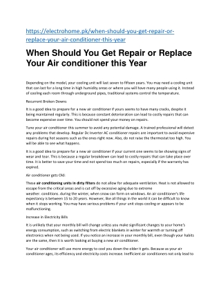 When Should You Get Repair or Replace Your Air conditioner this Year