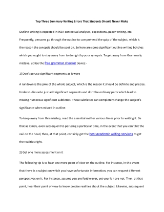 Top Three Summary Writing Errors That Students Should Never Make