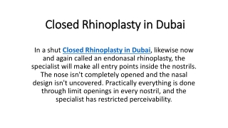 Closed Rhinoplasty in Dubai