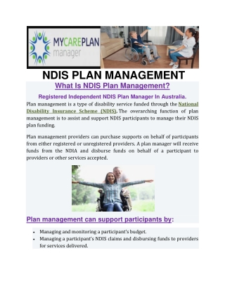 NDIS PLAN MANAGEMENT