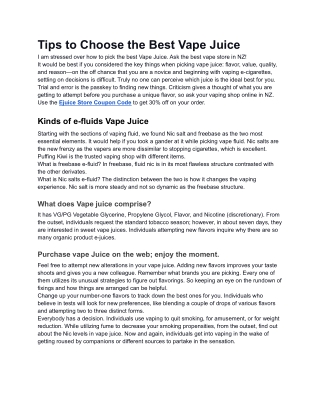 Tips to Choose the Best Vape Juice