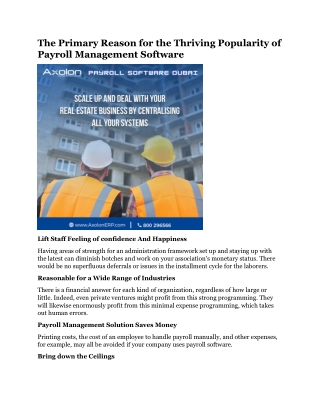 The Primary Reason for the Thriving Popularity of Payroll Management Software