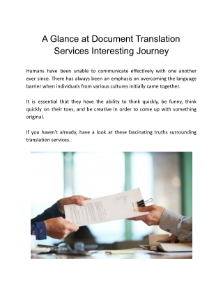 A Glance at Document Translation Services Interesting Journey