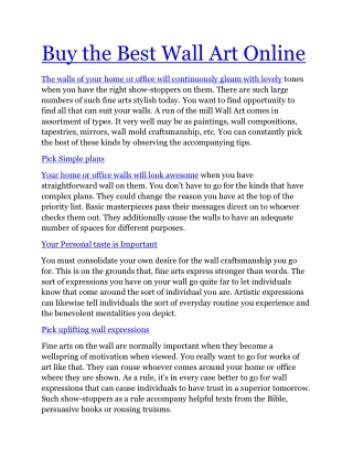 Buy the Best Wall Art Online
