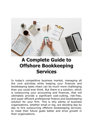 A Complete Guide to Offshore Bookkeeping Services