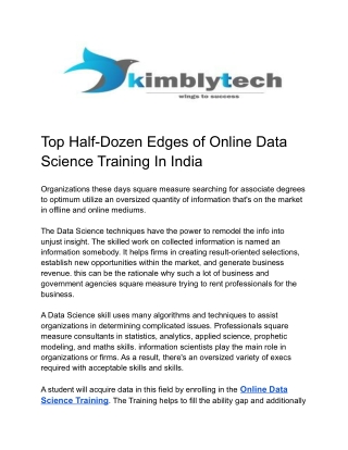 Top Half-Dozen Edges of Data Science Training In Noida