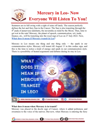 Mercury in Leo- Now Everyone Will Listen To You!