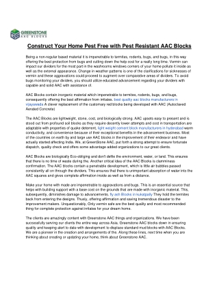 AAC Blocks and Bricks Manufacturers in Hyderabad, Chennai