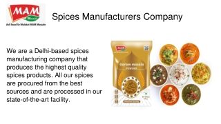 Best Indian Spices Manufacturers in Delhi