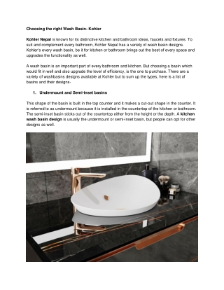 Explore the Best Quality of Wash Basin - Kohler Nepal