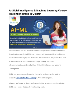 Artificial Intelligence & Machine Learning Course Training Institute in Gujarat