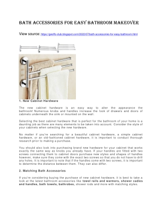 Bath Accessories for Easy Bathroom Makeover