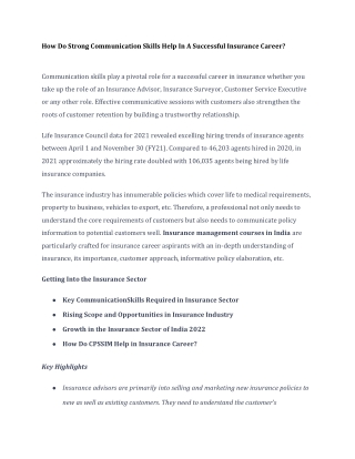 How Do Strong Communication Skills Help In A Successful Insurance Career