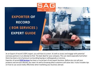 Exporter of record ( EOR Services ) Expert Guide