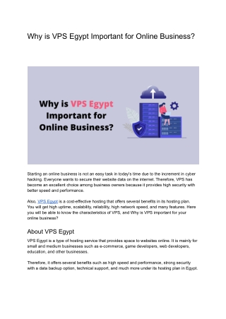 Why is VPS Egypt Important for Online Business?