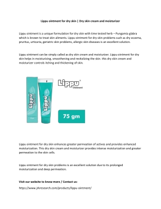 Lippu ointment for dry skin