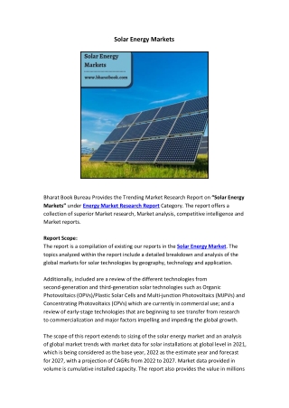 Solar Energy Markets