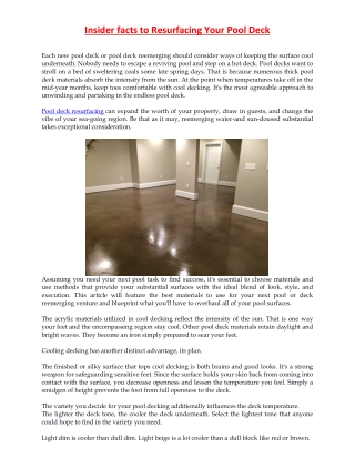 Insider facts to Resurfacing Your Pool Deck