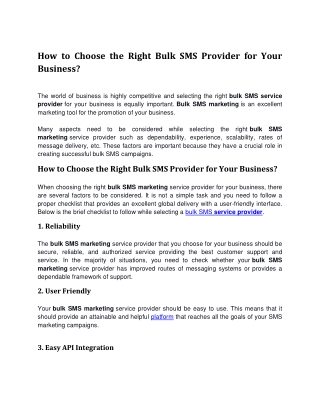 How to Choose the Right Bulk SMS Provider for Your Business