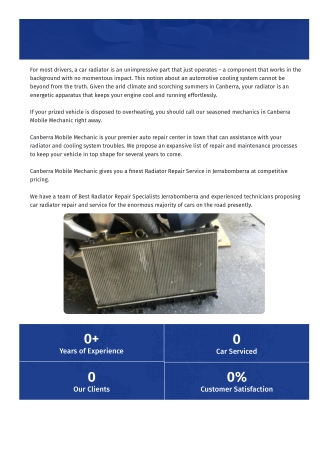 Radiator Repair Services In Jerrabomberra | Best Radiator Repair Specialists Jer