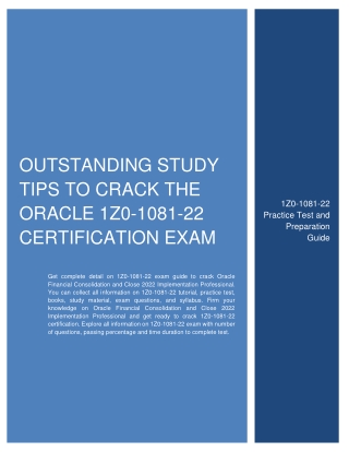 Outstanding Study Tips to Crack the Oracle 1Z0-1081-22 Certification Exam