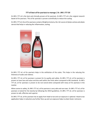 777 oil best oil for psoriasis to manage | Dr. JRK's 777 oil