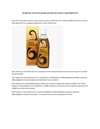 Herbal hair oil for hair growth and hair fall control | Kesh Raksha Oil