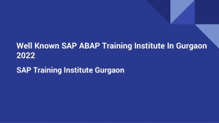 Well Known SAP ABAP Training Institute In Gurgaon 2022