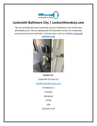 Locksmith Baltimore City