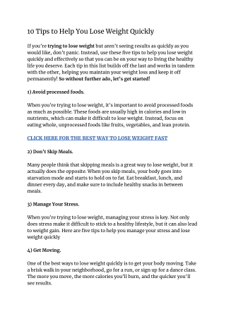 10 Tips to Help You Lose Weight Quickly