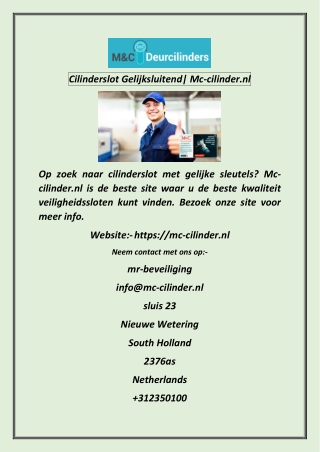 Cilinderslot Gelijksluitend Mc-cilinder.nl