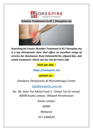 Sciatica Treatment in Kl  Onespinemy