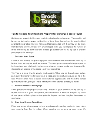 Tips to Prepare Your Horsham Property for Viewings - Brock Taylor