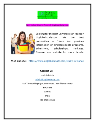 Best Universities in France  Ucglobalstudycom