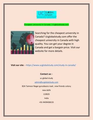 Cheapest University in Canad Ucglobalstudycom