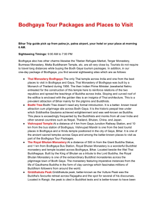 Bodhgaya Tour Packages - Places to visit in Bodhgaya