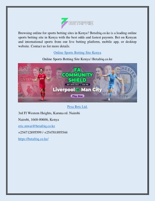 Online Sports Betting Site Kenya | Betafriq.co.ke