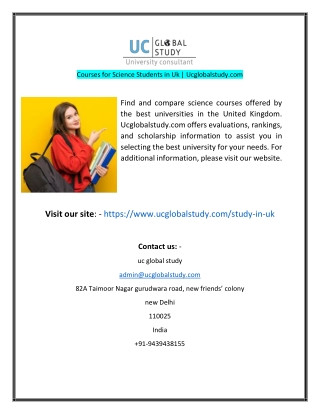 Courses for Science Students in Uk  Ucglobalstudycom