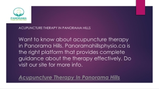 Acupuncture Therapy In Panorama Hills  Panoramahillsphysio.ca